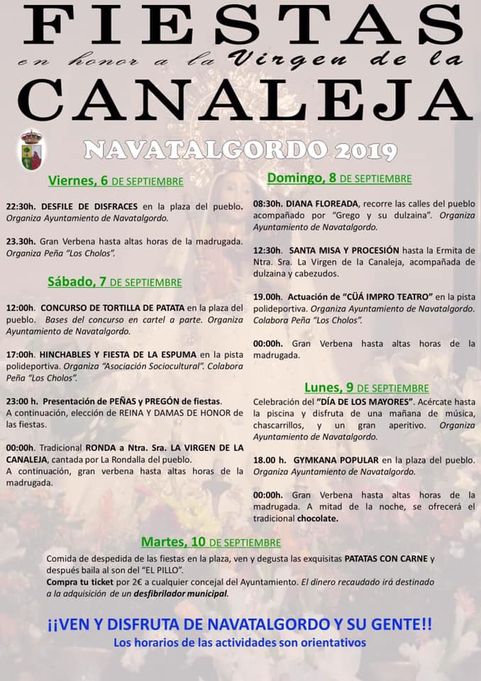 Fiestas en honor a la Virgen de la Canaleja 2019 Navatalgordo